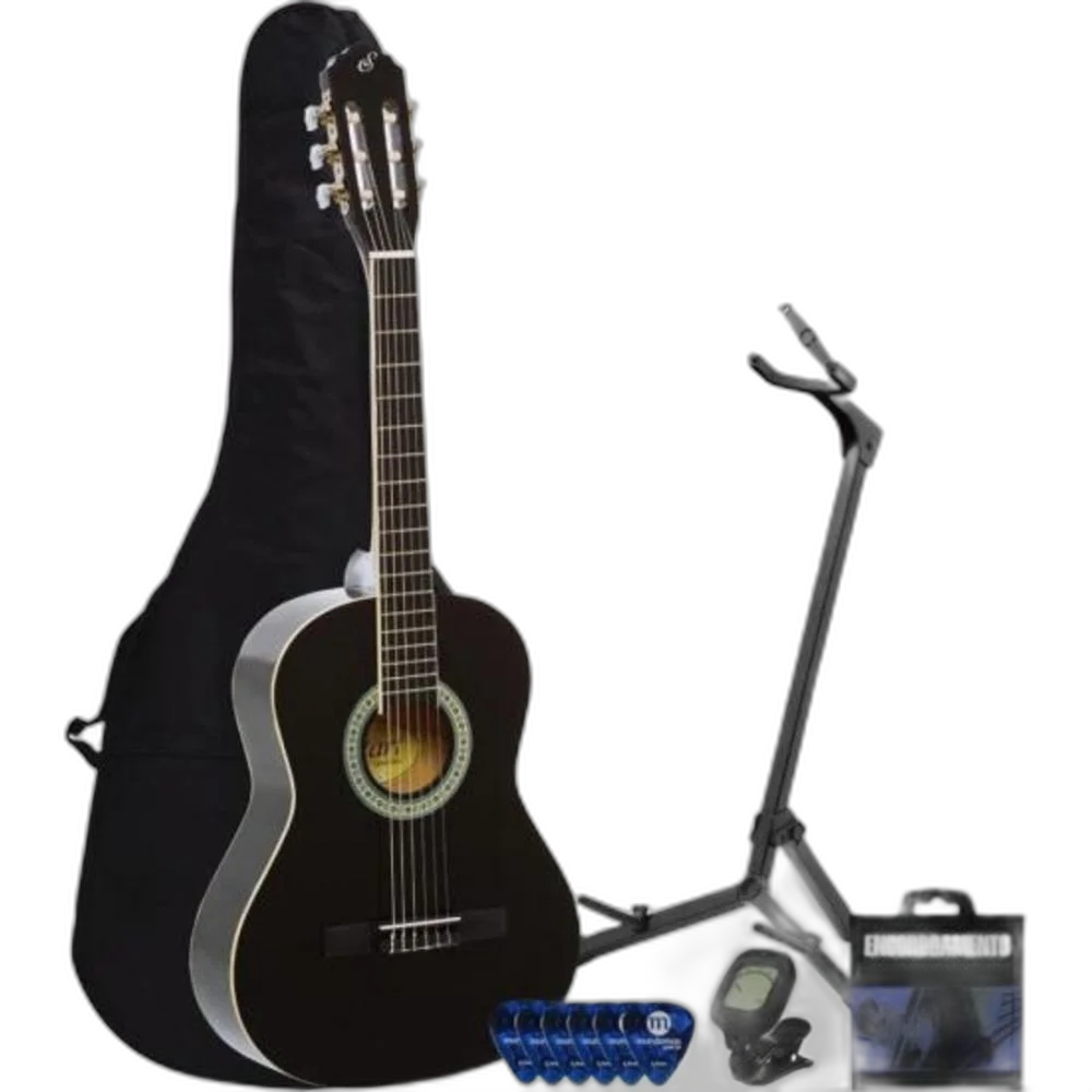Kit Violão Acústico Infantil Nylon 36 (3/4) N6 Start Preto Giannini + Acessórios