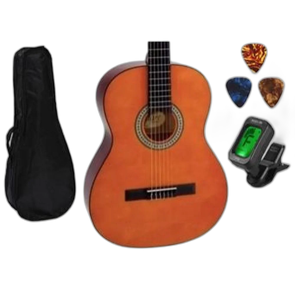 Kit Violão Giannini Start N14 Estudo Nylon Natural Acústico com Afinador Capa e Palhetas