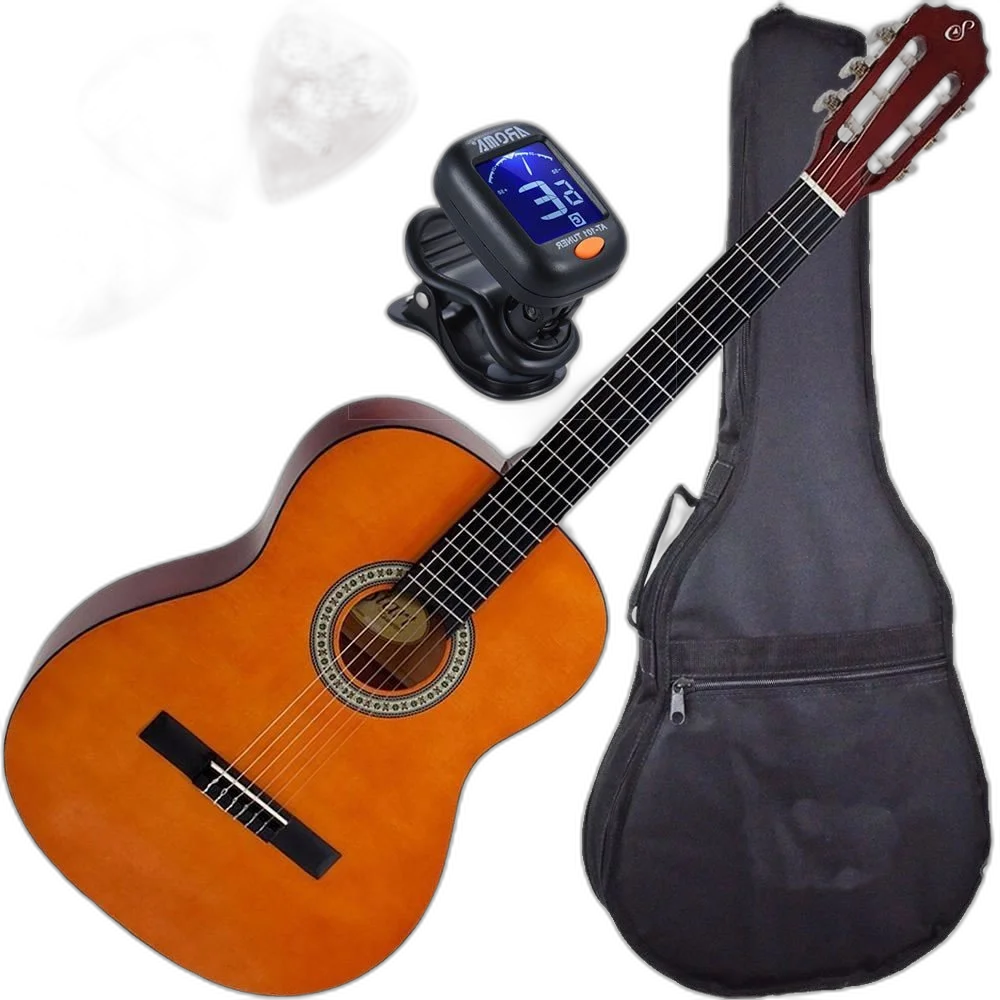 Kit Violão Giannini Start N14 com Afinador Capa e Palhetas Estudo Nylon Natural Acústico