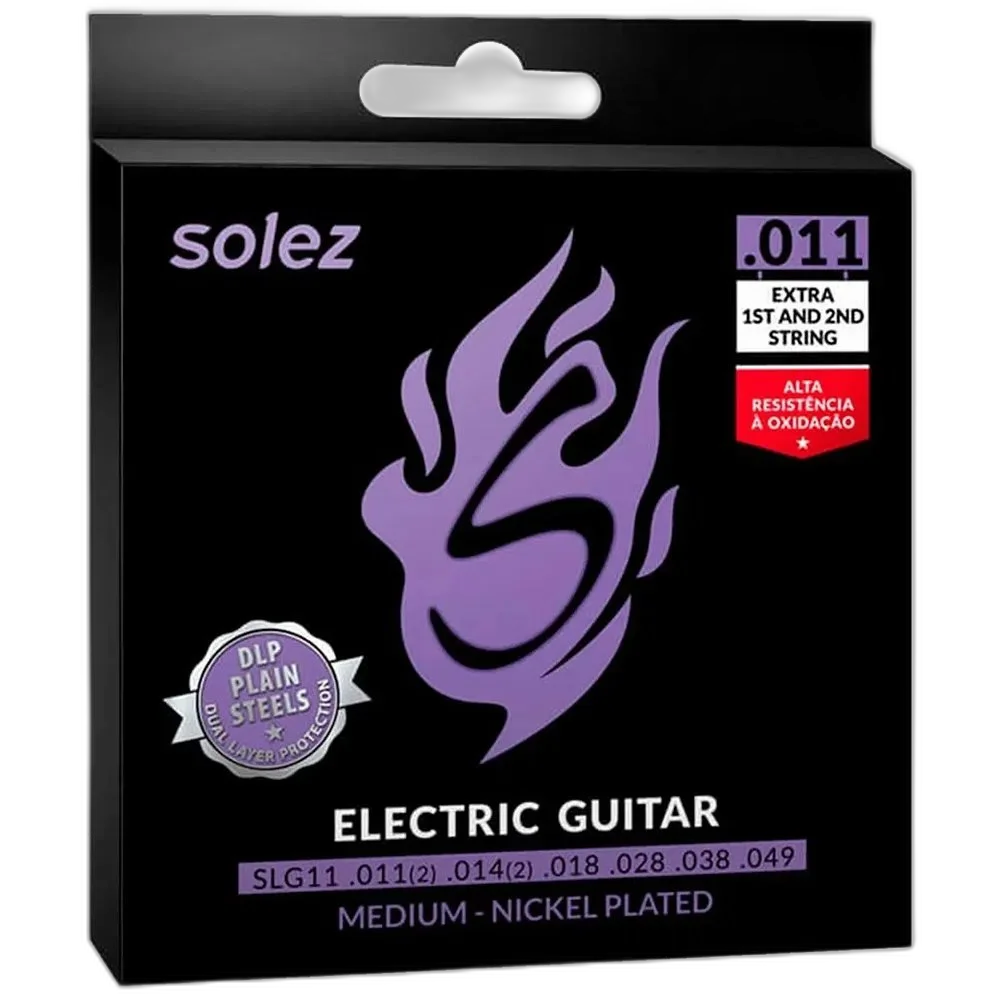 Encordoamento Para Guitarra Solez 011 SLG11 Mi e Si Extra