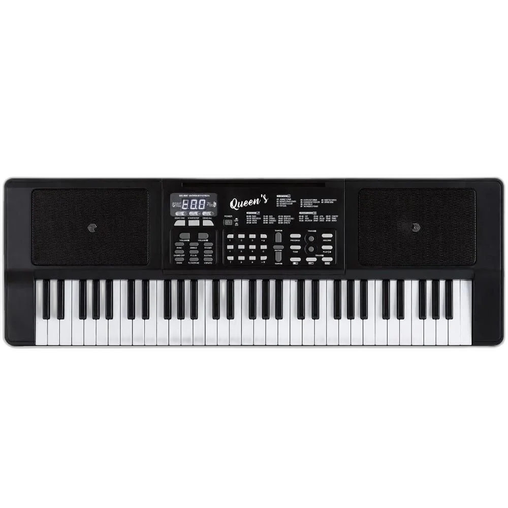 Teclado Iniciante Queens 61 Teclas Com Fonte Microfone Capa