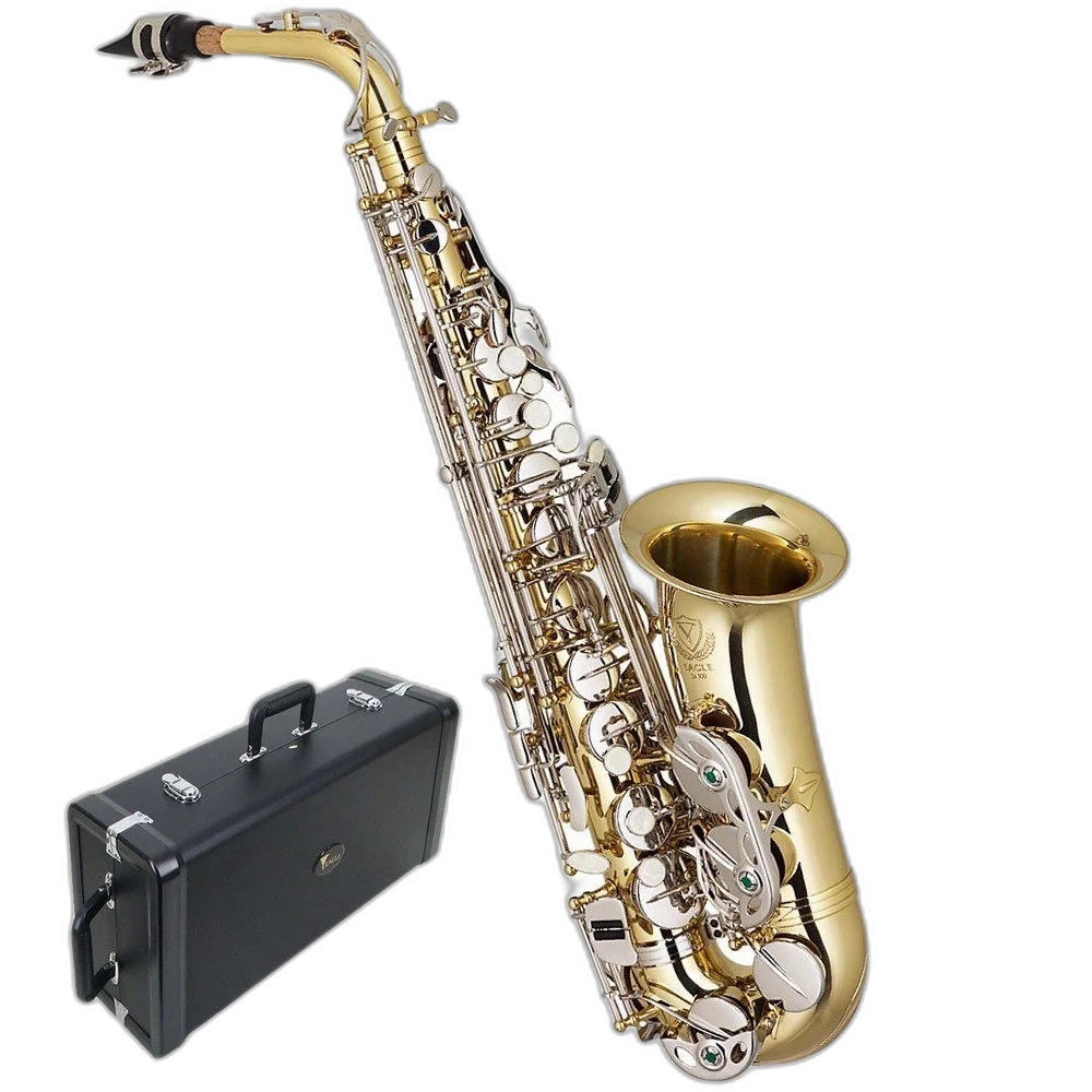 Saxofone Alto Mib Eagle Sa500 Ln Laqueado Niquelado + Estojo