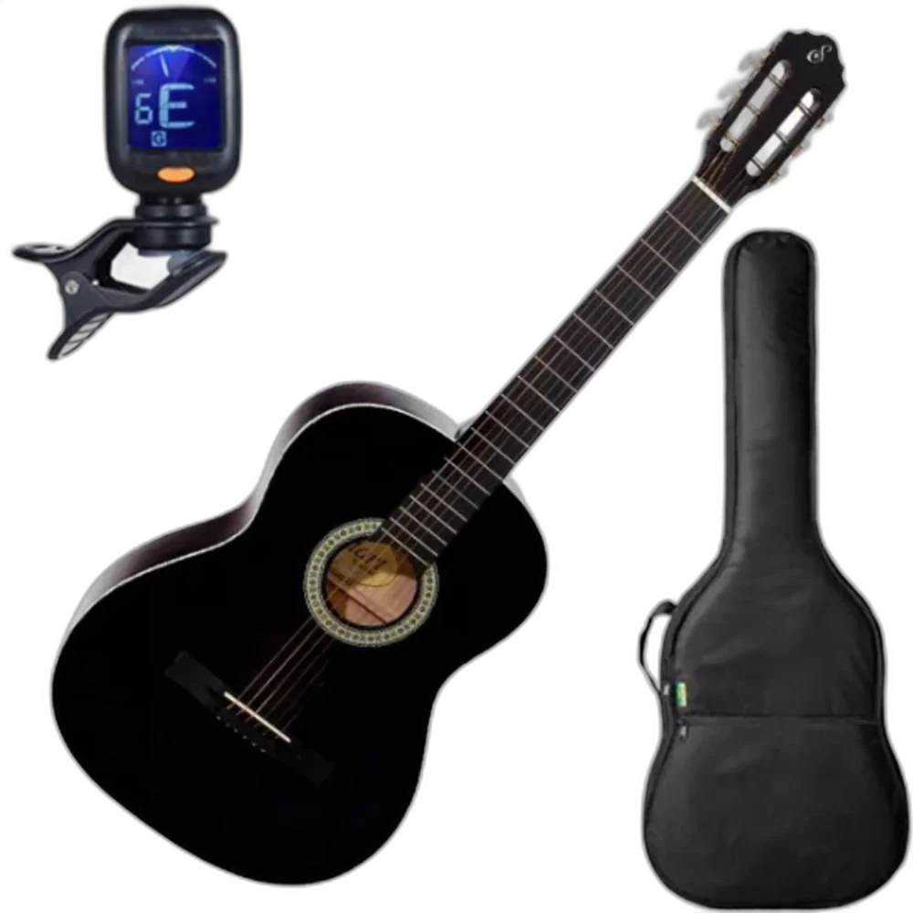 Violão Giannini Aço S14 Estudo Acustico Preto Afinador