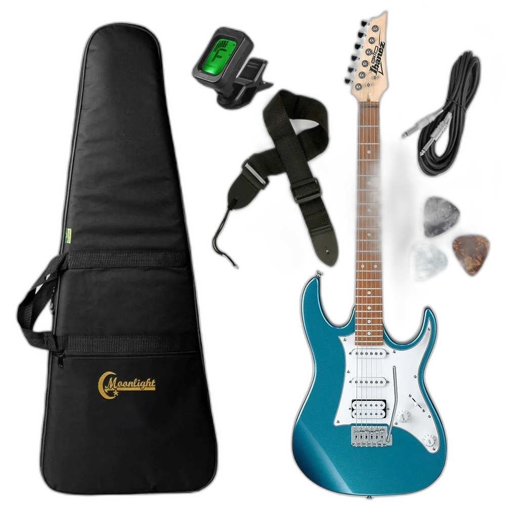 Kit Guitarra Ibanez Gio grx 40 Azul hss Metallic Light Blue Mlb c/ Bag Luxo, Afinador, Cabo, Correia e Palhetas