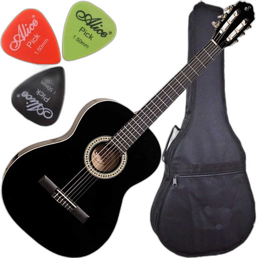 Kit Violão Giannini N14 Acústico Cordas Nylon Linden Preto