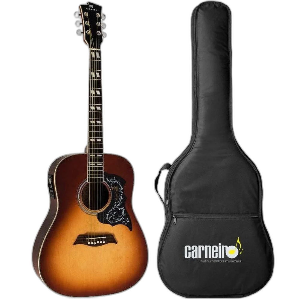Violão Folk Michael Vm925 Dt Sunburst Fosco + Capa Luxo