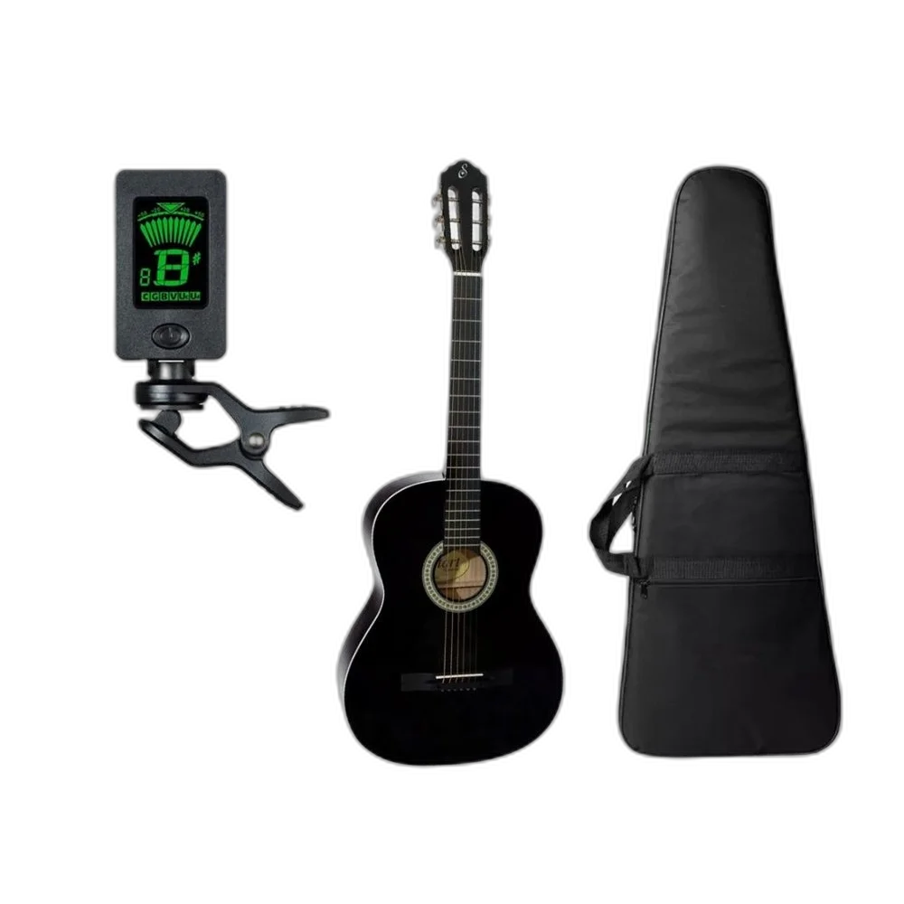 Kit Violão Giannini N14 Nylon Cor Preto Com Afinador