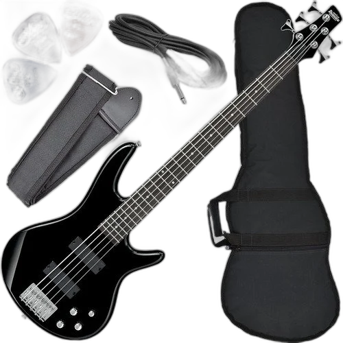 Kit Contrabaixo Ibanez 5 Cordas Ativo  Gsr 205 Preto + Acessórios