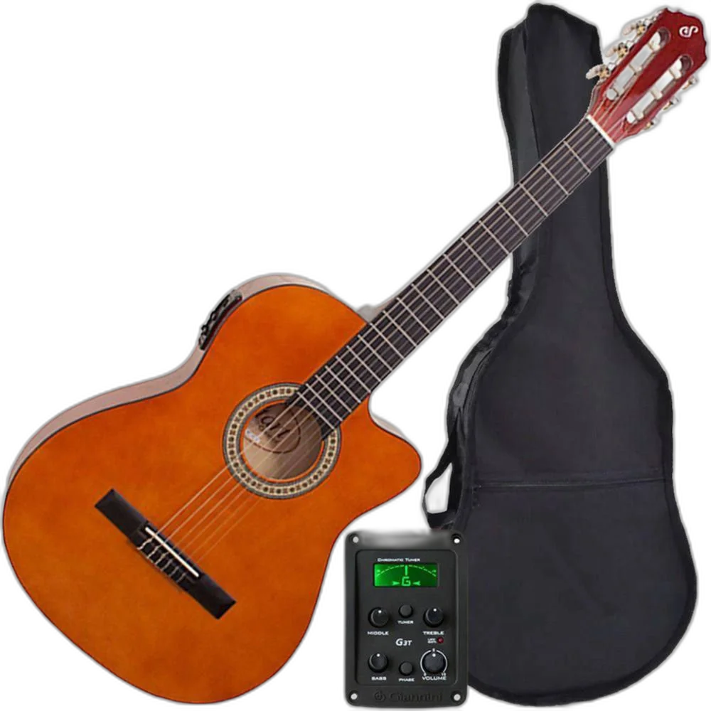 Kit Violão Flat Eletroacústico Nf14 Nt Nylon Giannini Bag Simples