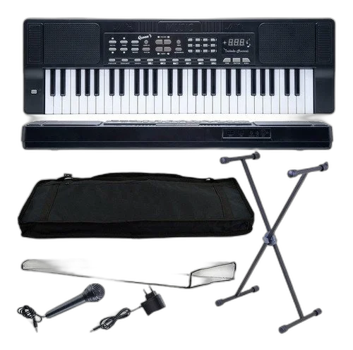 Kit Teclado Musical Queens N19-0563 Iniciantes 54 Teclas Led
