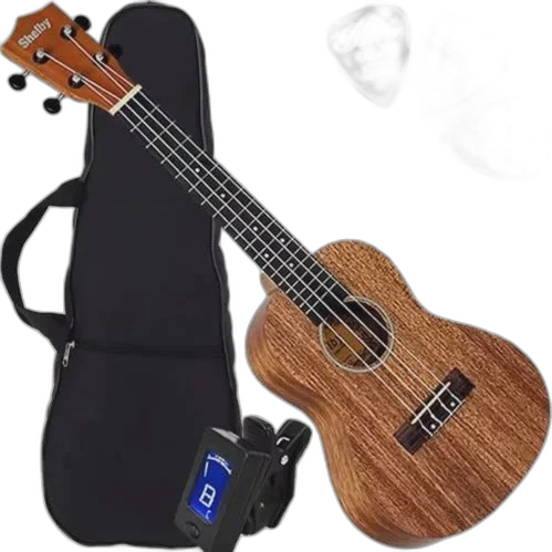 Kit Ukulele Eletroacústico Concerto Canhoto Su23m Shelby C/ Capa + Afinador + Palhetas - 23 (CONCERTO) Canhoto