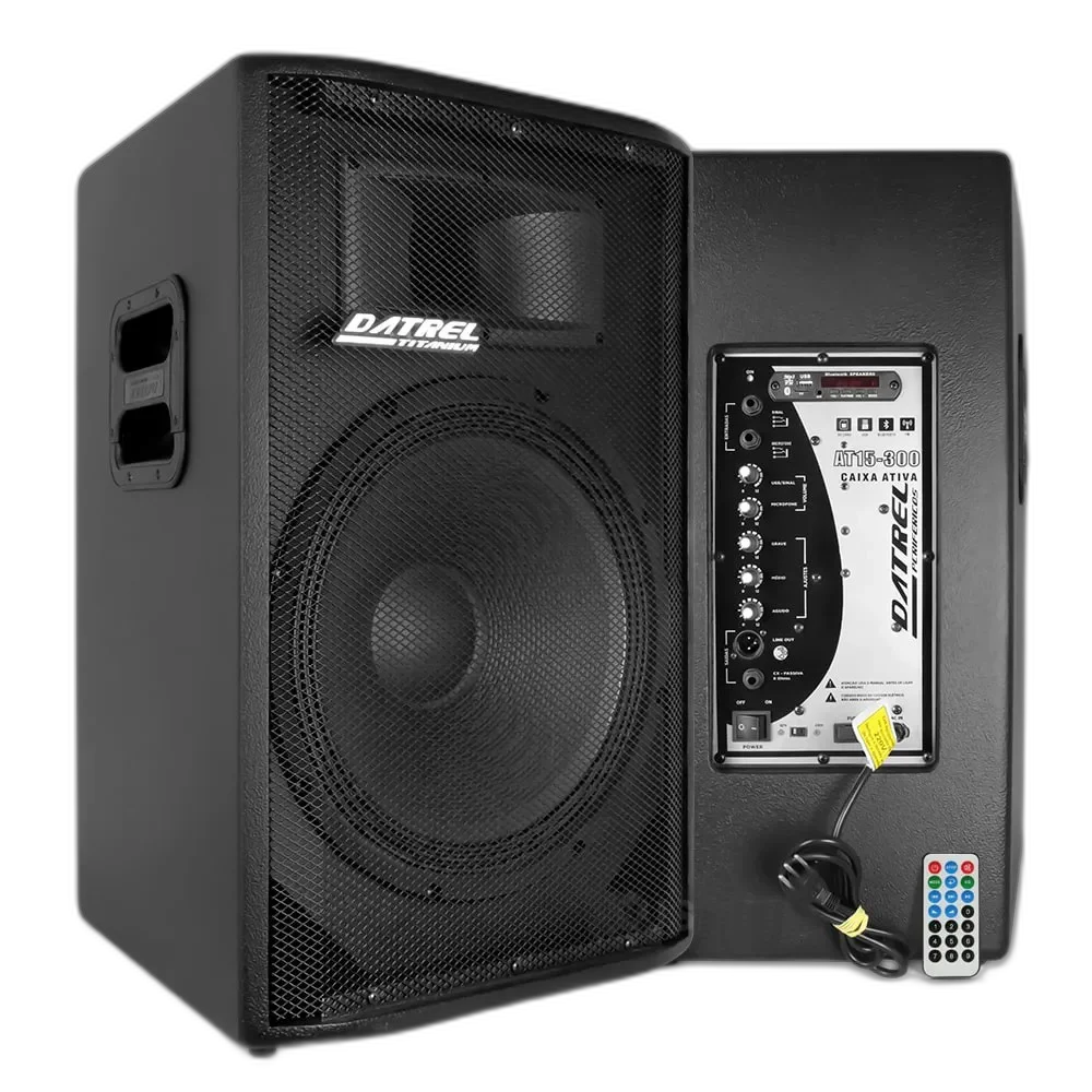 Kit Caixa de Som Ativa e Passiva Falante 15" 600w Rms Titanium Bluetooth Usb CSX03