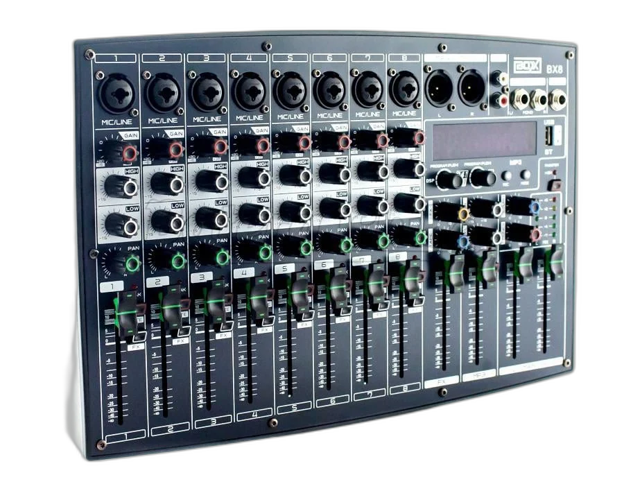 Mesa de Som Mixer BOXX BX8 8 Canais para Lives e Gravações Interface Plug and Play para Smartphones