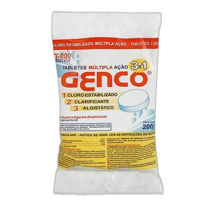 Tablete Cloro para Piscina Multiação 3 em 1 Genco 200 g