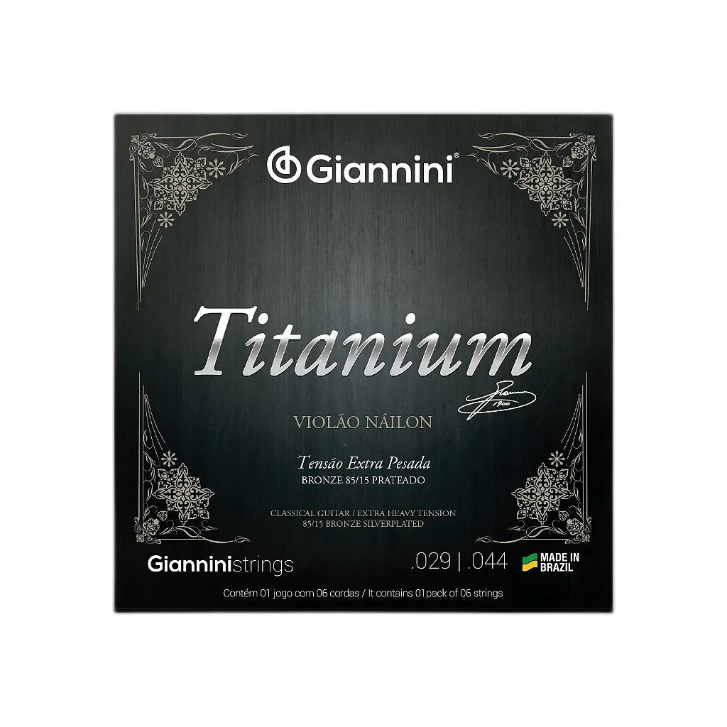 Encordoamento Violão Nylon 6 cordas Giannini Titanium Bronze 85/15 GENWXTA Extra Pesada