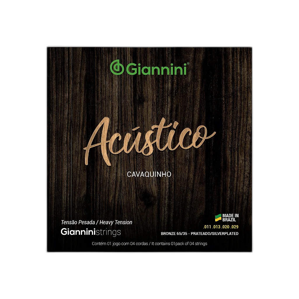 Encordoamento Cavaquinho Giannini Acústico Bronze 65/35 GESCPA (.011 – .029) Pesada