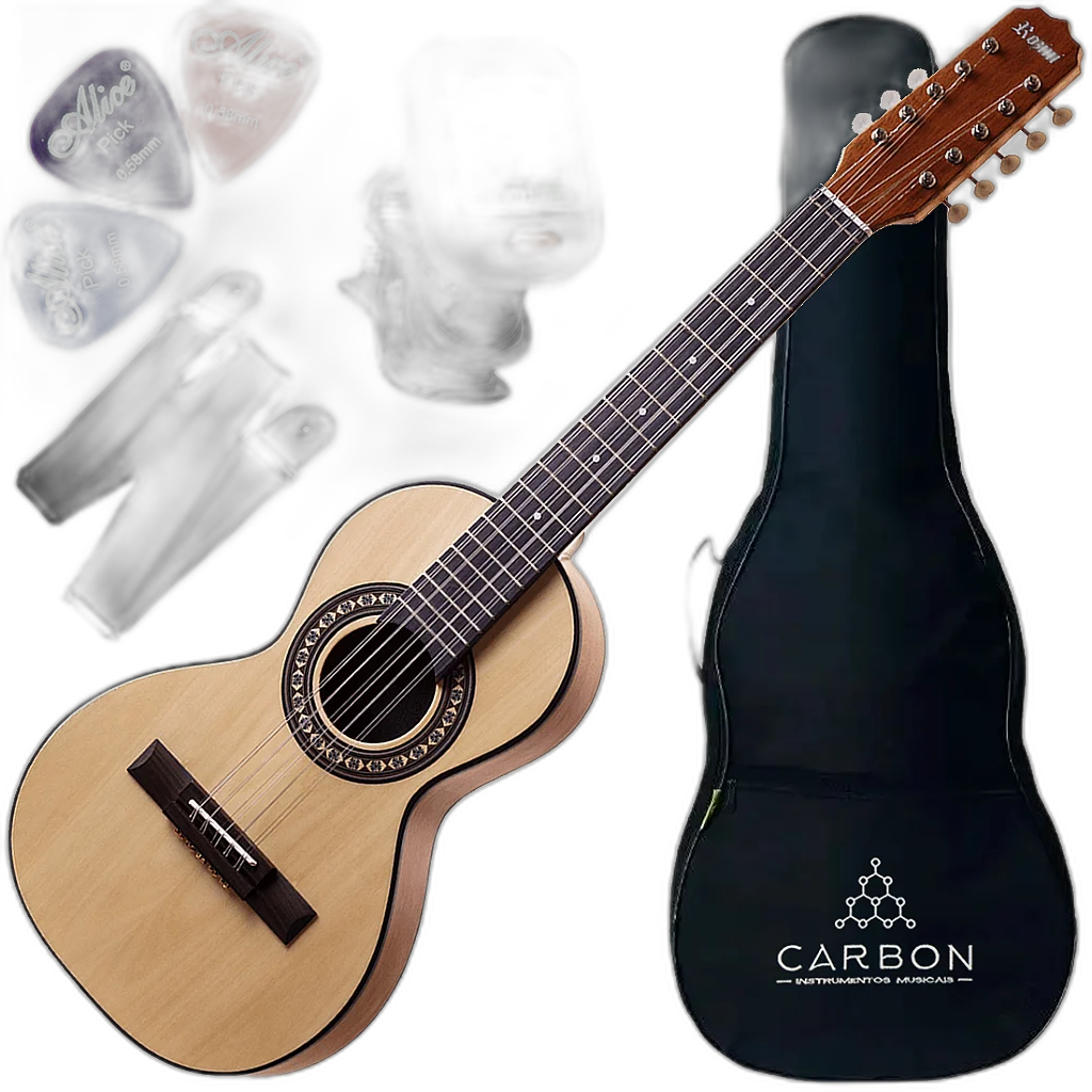 Kit Viola Caipira Ponteio Rozini Rv151 Natural Fosco C/ Acessórios