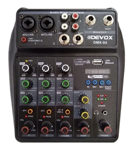 Mesa De Som Devox Dmx-04 4 Canais Bluetooth E Interface