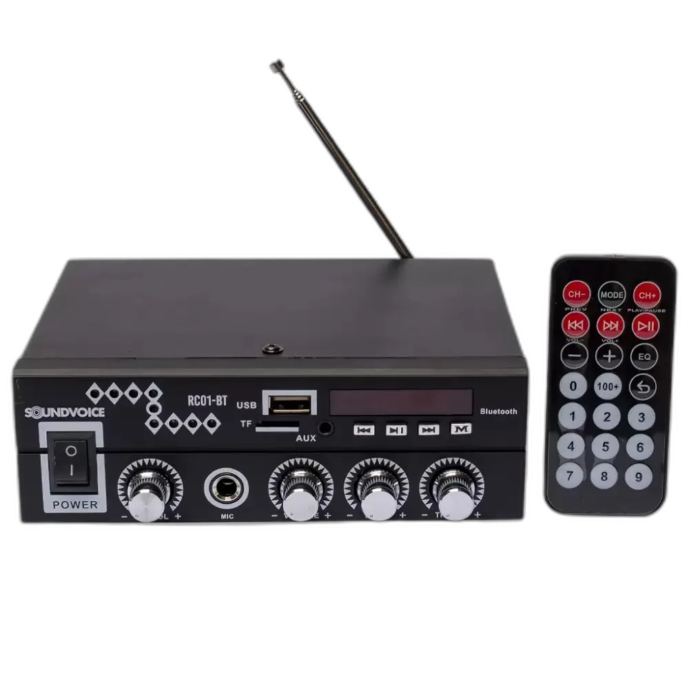 Amplificador Receiver Soundvoice RC01-BT 60W 4 Ohms USB FM BT