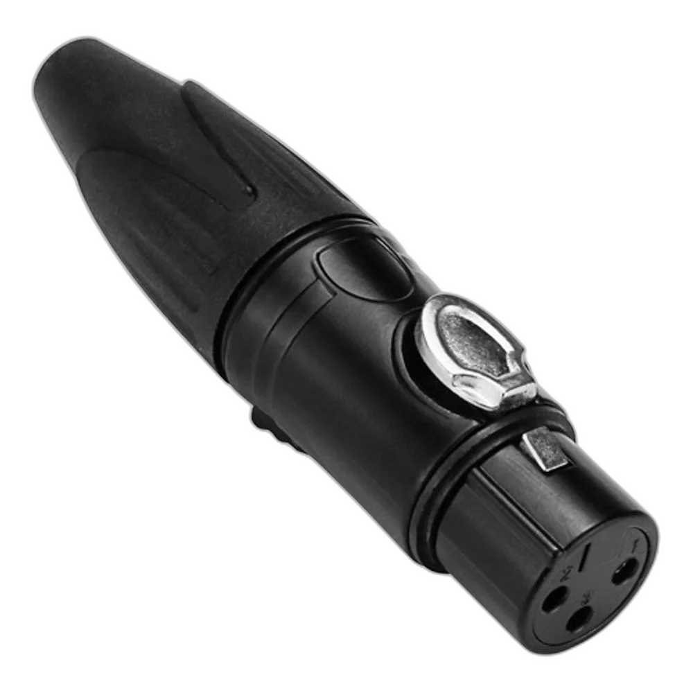 Conector Xlr Canon Femea 3 Pinos Preto XLR502 Devox