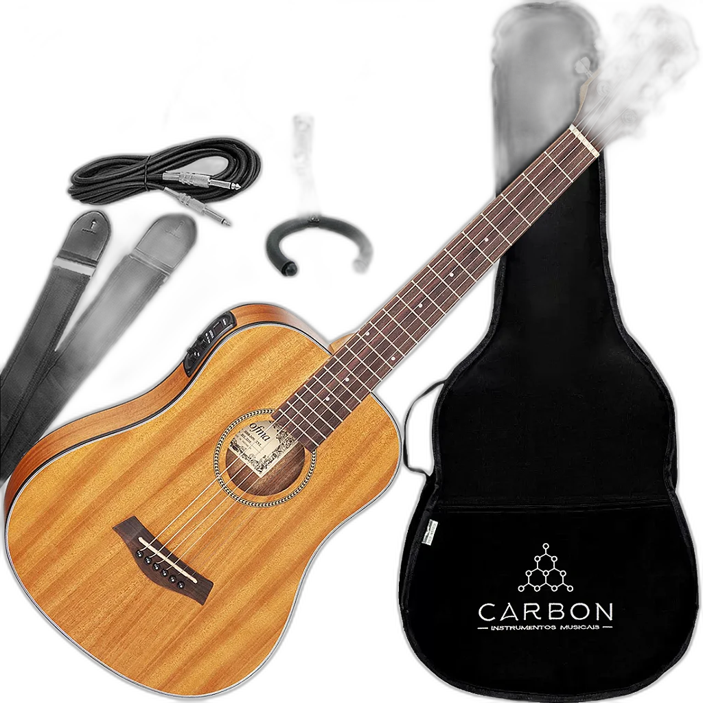 Kit Violão Eletroacústico Hofma Folk Baby HBB 34M Mogno Vx02
