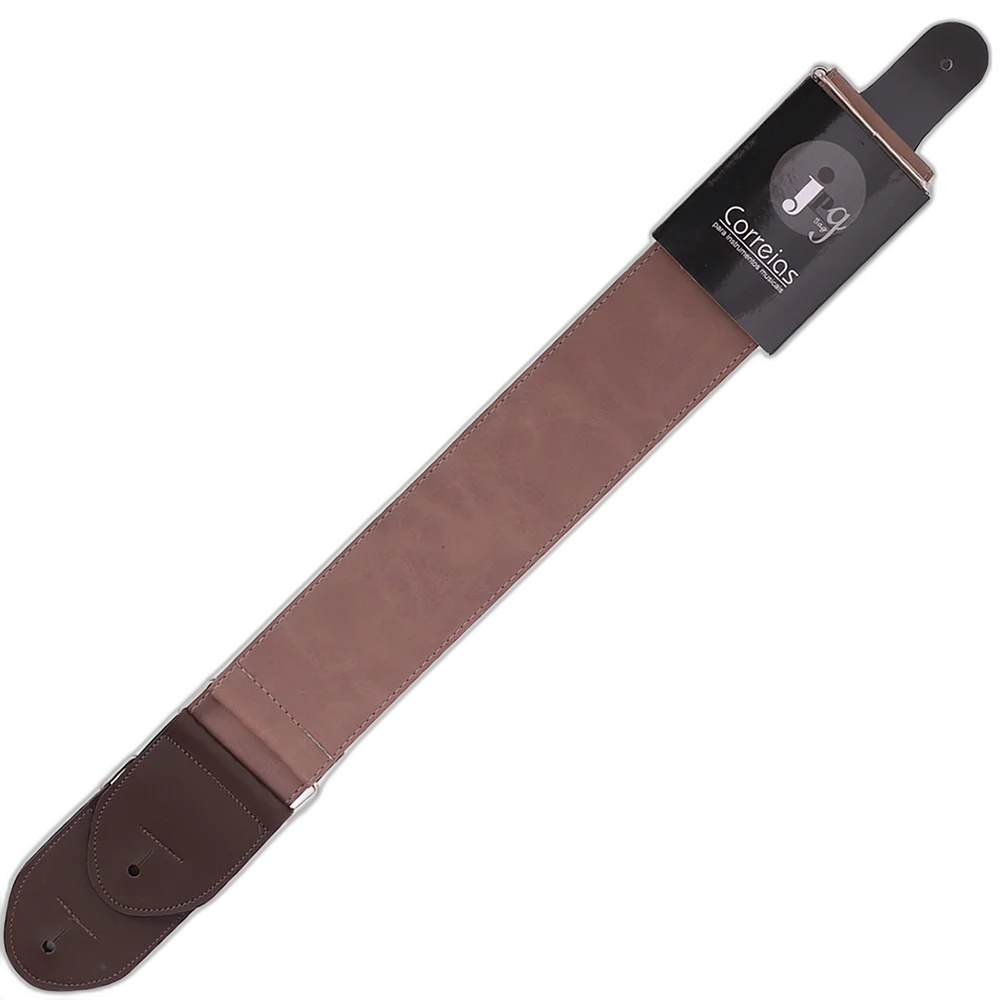 Correia Couro Sintético Stonada Marrom 5 cm P/ Violão, Guitarra, Baixo