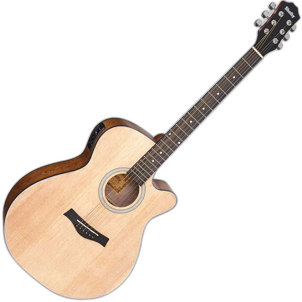 Kit Violão Eletroacústico Shelby Sga194c Stnt Natural Fosco Aço Vx02