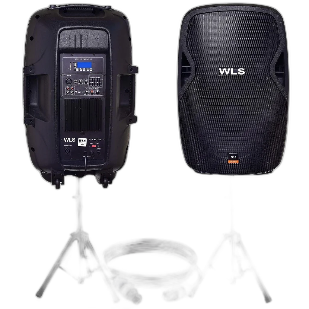 Kit Caixa De Som Ativa Passiva Wls S15 Bluetooth 430w + Cabo Tripé
