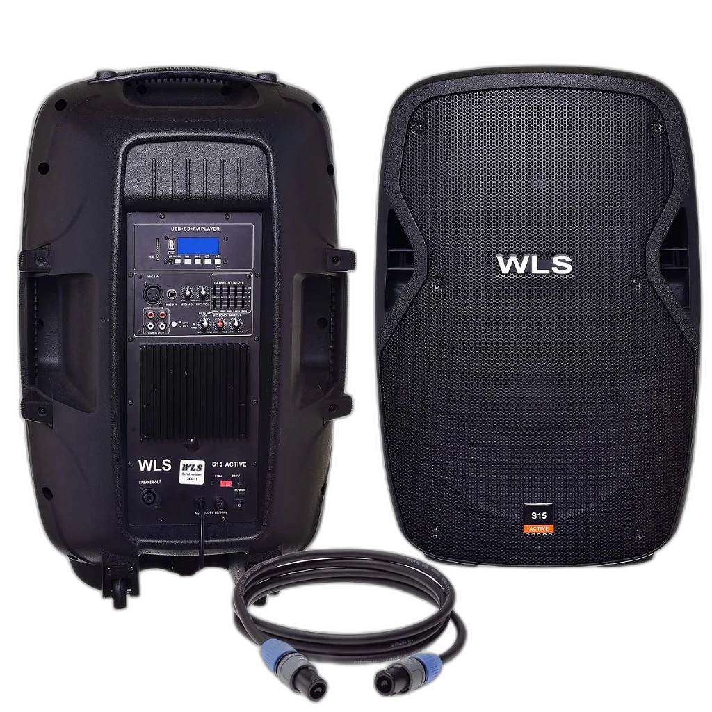 Kit Caixa De Som Ativa Passiva Wls S15 Bluetooth 430w + Cabo Tripé