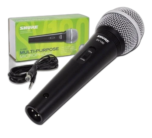 Microfone Profissional Dinâmico C/ Cabo Sv100 Shure Original