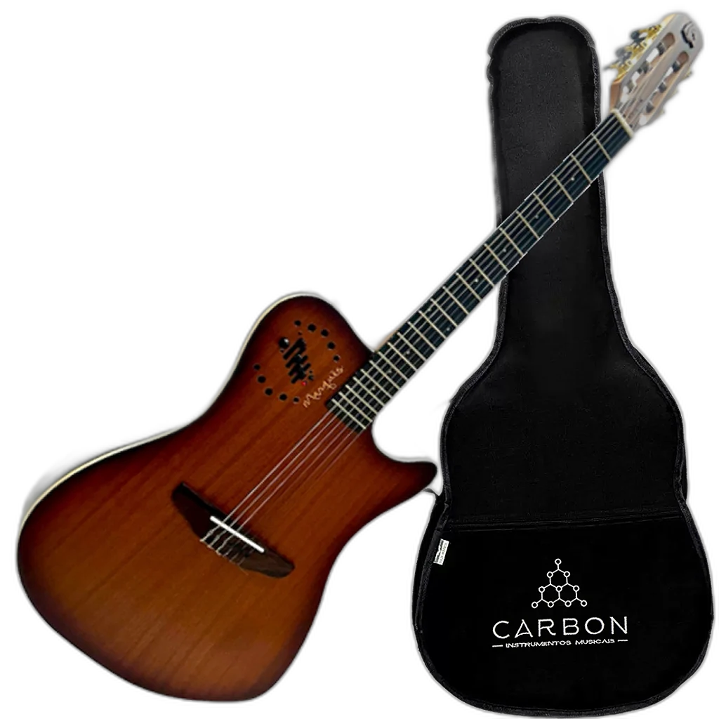 Kit Violão Eletroacústico Marquês VN-12 Flat Nylon Castanho VX05
