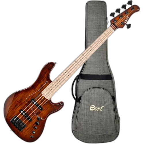 Contrabaixo Cort GB-Fusion 5 ABB Antique Brown Burst com Tampo Spalted Maple com Bag