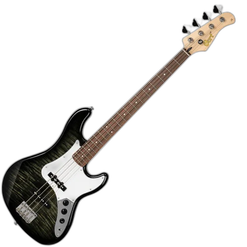 Contrabaixo Cort GB24JJ TBK 4 Cordas Jazz Bass Trans Black com Tampo Flamed Maple