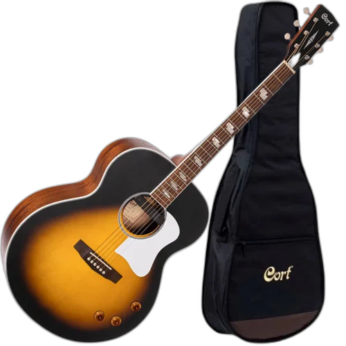 Violão Eletroacústico Cort CJ Retro VSM Vintage Sunburst Matte Jumbo Com Bag