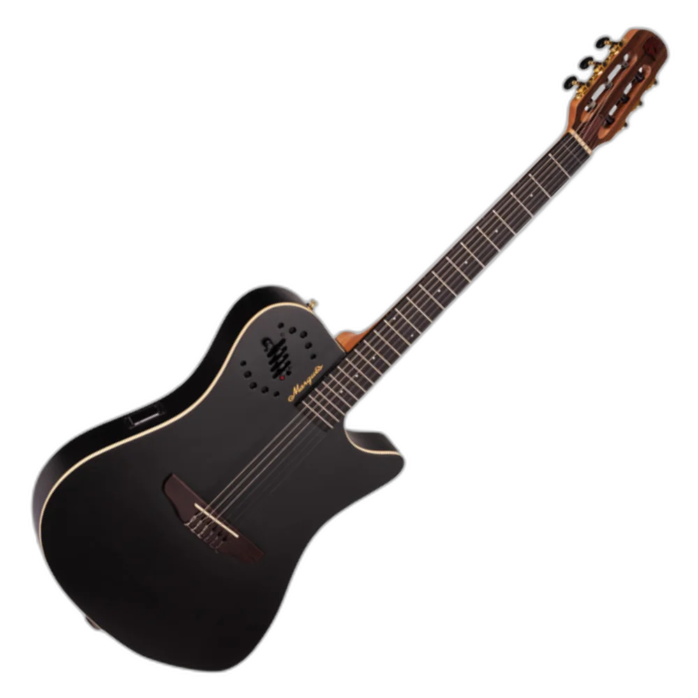 Violão Eletroacústico Marquês VN-12BKSEQ Nylon Clássico Cutaway Preto Fosco