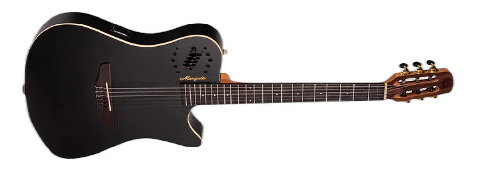Violão Eletroacústico Marquês VN-12BKSEQ Nylon Clássico Cutaway Preto Fosco