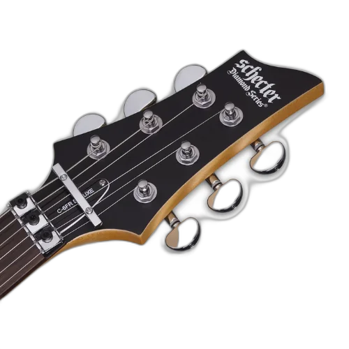 Guitarra Schecter C-6 FR Deluxe LH Satin Black Canhoto com Captadores Schecter USA SuperCharger Mach-6 e Ponte Hipshot Hardtail 436