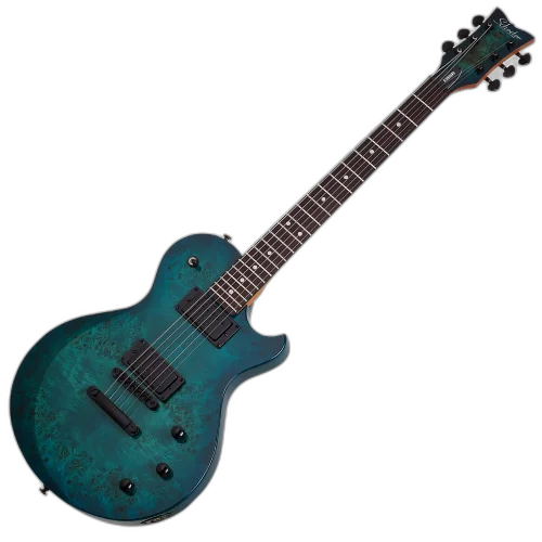 Guitarra Schecter Solo-II Standard Ocean Blue Burst Burl com Captadores Schecter USA SuperCharger Mach-6 e Ponte Hipshot Hardtail 3959