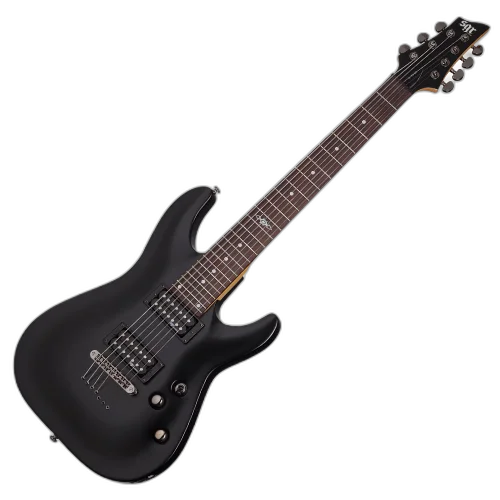 Guitarra Schecter C-7 SGR GBLK Gloss Black 7 Cordas com Captadores Schecter USA SuperCharger Mach-6 HH e Ponte Hipshot Hardtail 3814