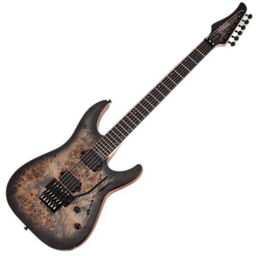 Guitarra Schecter C-6 Pro FR CB Charcoal Burst com Captadores Schecter Diamond Decimator HH e Ponte Floyd Rose 1000 Series 3634