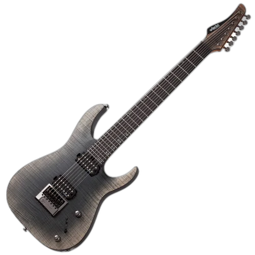 Guitarra Schecter Banshee Mach-7 Evertune FOB Fallout Burst 7 Cordas com Captadores Schecter USA Pasadena e Pasadena Plus HH e Ponte Evertune F Model 1415