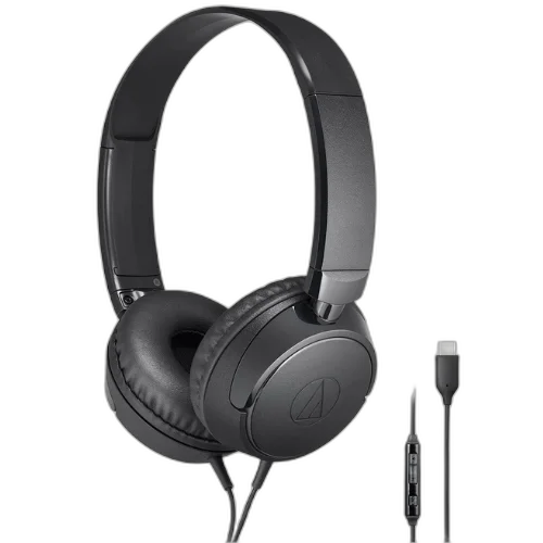 Fone de Ouvido Audio-Technica ATH-S120C-BK Preto On-Ear com Conexão USB-C e Microfone