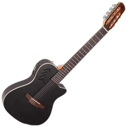 Violão Eletroacústico Marquês 7-VN-23BKSEQ 7 Cordas Super Flat Preto Fosco Nylon com MET-A08