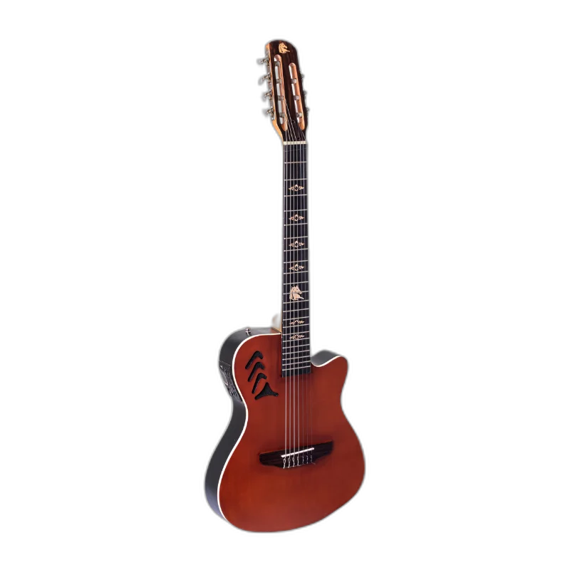 Violão Eletroacústico Marquês 7-VN-23CTSEQ 7 Cordas Super Flat Castanho Fosco Nylon com MET-A08