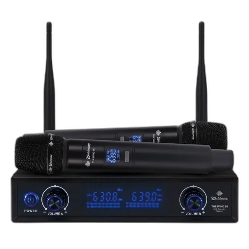 Microfone Sem Fio Duplo Waldman WTW-96/570 com 96 Frequências UHF e Tecnologia Anti-Interferência