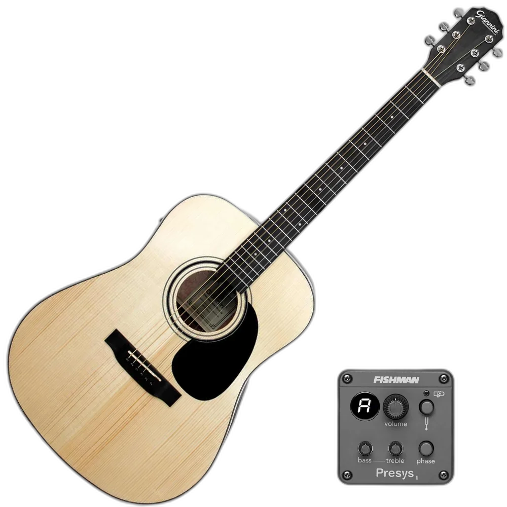 Violão Aço Eletroacústico Giannini Performance Deluxe DRF DLX EQ NG Natural Glossy com Tampo em Sitka Spruce Maciço e Fishman Presys II