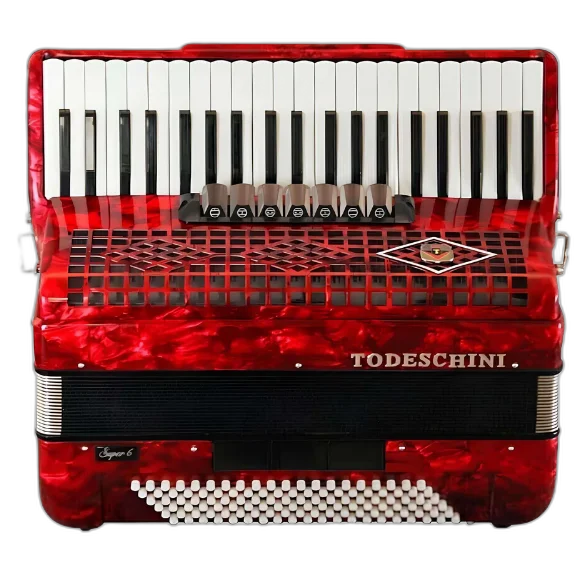 Acordeon 120 Baixos Todeschini Vermelha 41 Teclas com Bag