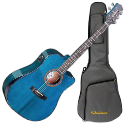 Violão Eletroacústico Aço Waldman Abadia DCEX-1841 BLB Blue com Tampo Sólido e Bag