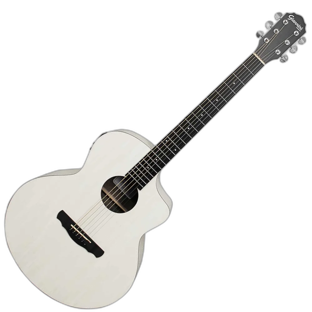 Violão Aço Eletroacústico Giannini Acoustik GJM CEQ SWH Satin White com Shape Mini Jumbo Cutaway, Equalizador MT-3 e Bag