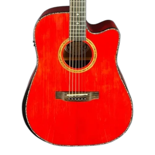 Violão Eletroacústico Aço Waldman DCEX-1841 RD Abadia Red com Tampo Sólido e Bag